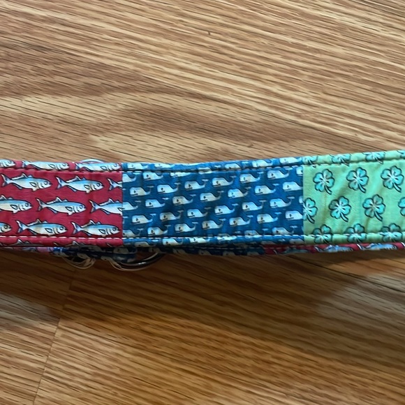 VINEYARD VINES sz M patchwork style belt with silver D-ring closure - Picture 6 of 12